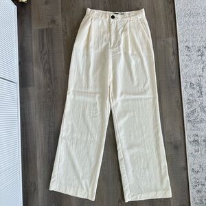 Zara Men's Cream Wide-Leg Chinos